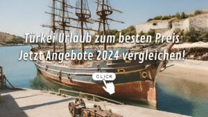 Altes Piratenschiff in einem Hafen in der Türkei